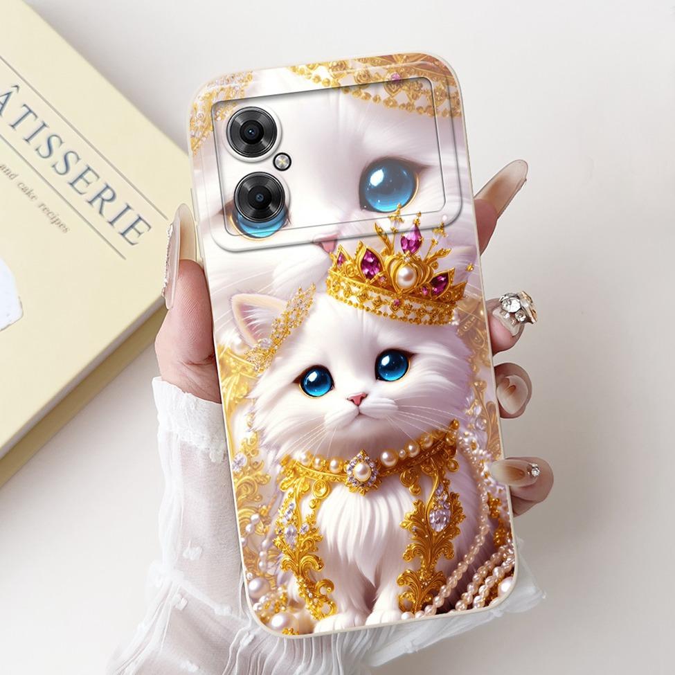 Casing For Xiaomi Poco M4 5G Case Cover Silicone Luxury Fashion Flowers Kawaii Cute Cat Shockproof Phone Case 22041219PG