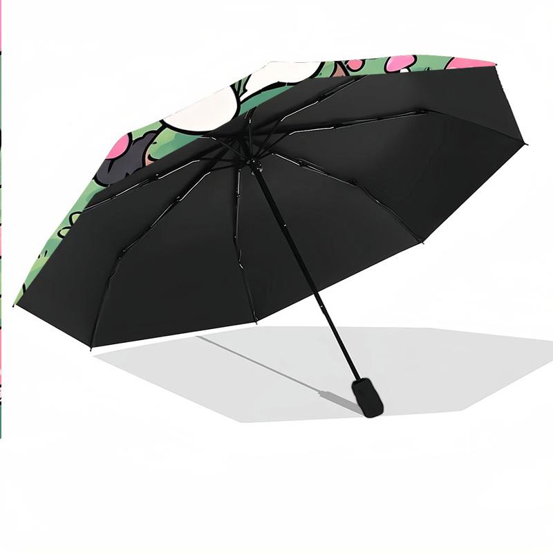 Custom Text Automatic 8 Bone Umbrella, Portable Sun Rain Protection UmbrellaKuromi