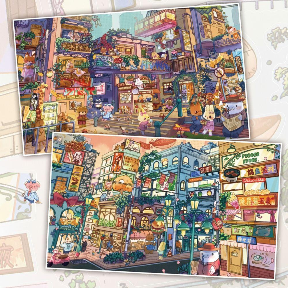 Weekend To City Series Miniature Landscape Sticker DIY Cabin Scene Sticker New Toy Game Sticker