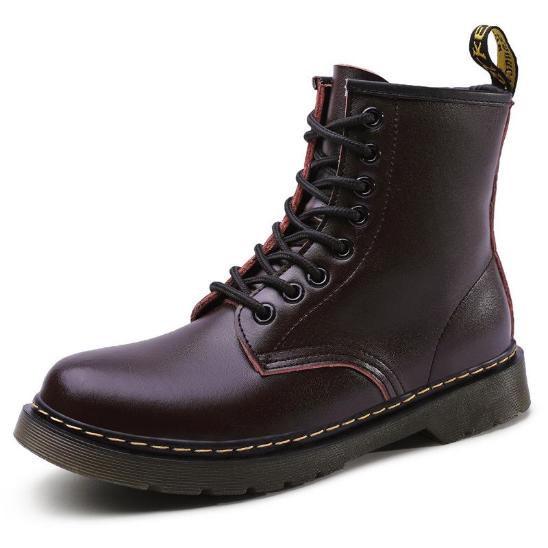 Large Size Hole Spring and Autumn Martin Boots Smooth Leather Classic Martin Shoes Fashion Men's and Women's Locomotive Boots Couple