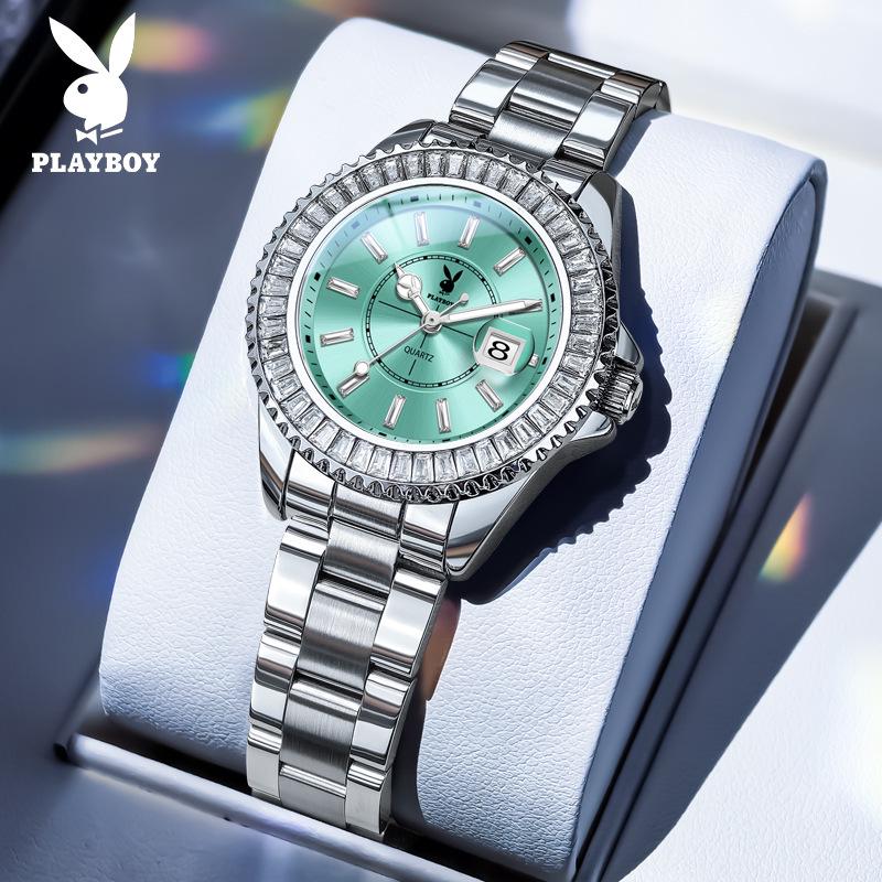 Playboy Women's Luxury Waterproof Starry Sky Quartz Watch with Diamond Accents.