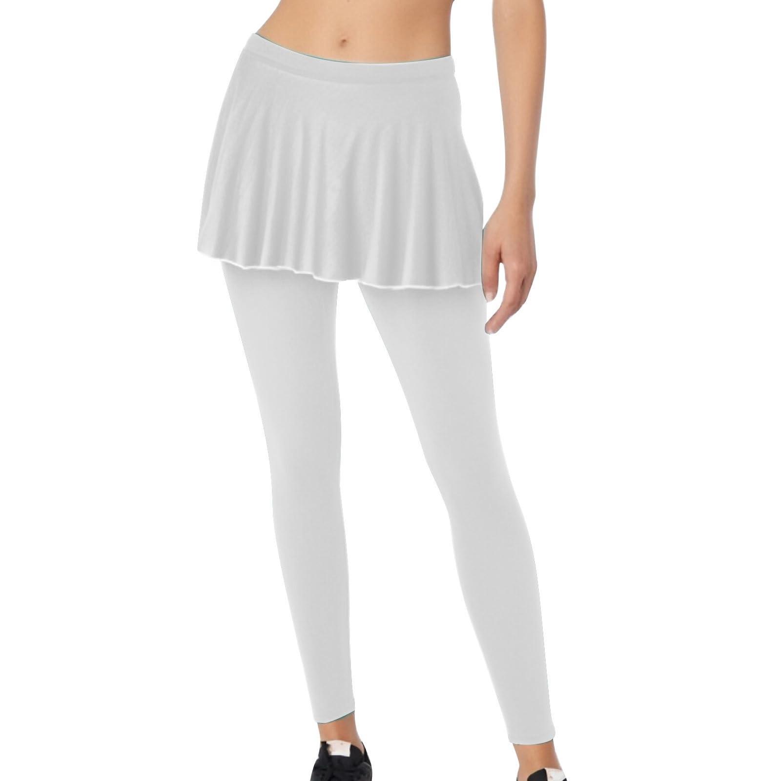 

Женские модные однотонные леггинсы с эластичной талией и плиссировкой из двух частей, повседневные брюки XL белый