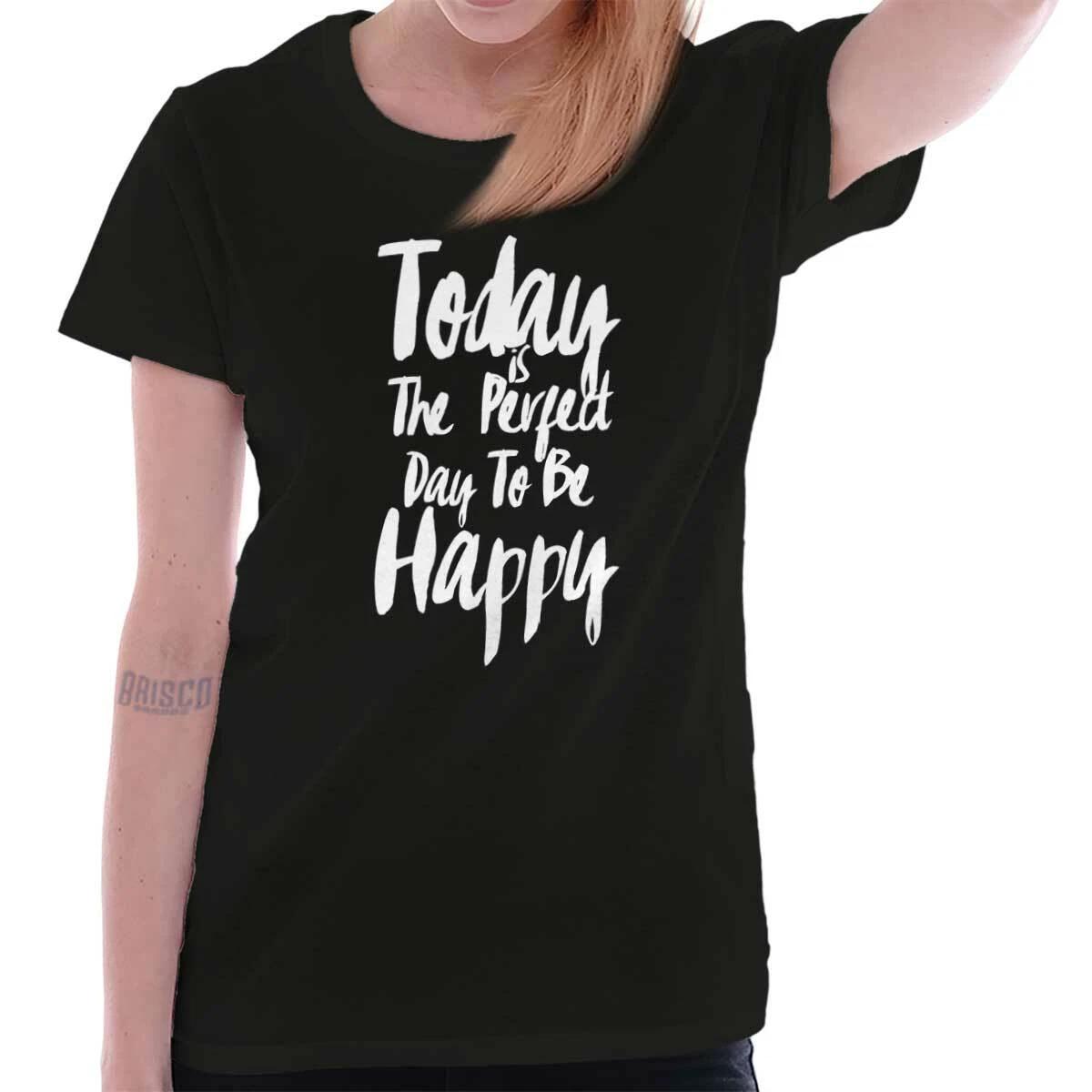 Be Happy Positive Good Vibes Inspire Gift Womens Top Junior Graphic Tee S