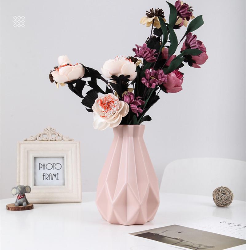 Origami Plastic Vase White Imitation Ceramic Flower Pot Flower Basket Flower Vase Decoration Home