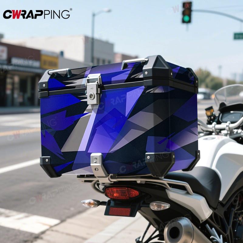 Waterproof Automotive Vinyl Car Wrap Motorcycle Sticker Car Film Covering Graffiti Black Off-road Vehicle Geometry Blue Adhesive