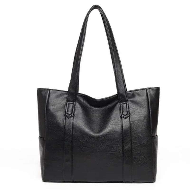 1 Pz Moda Donna Tinta Unita Borsa a Spalla Morbida Pelle Pu Pendolare Grande Capacità Casual Tote Borsa a Mano per Donna