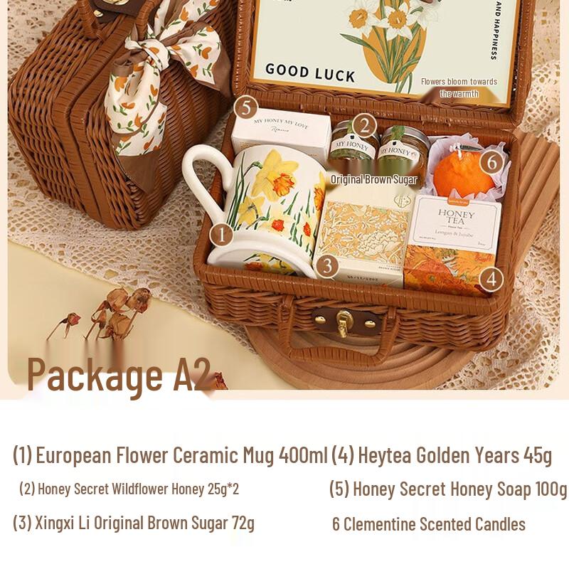 Elegant Cup & Rattan Basket Gift Set