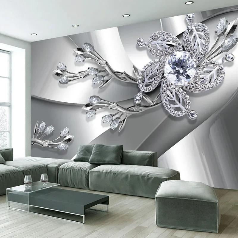 Maßgeschneiderte Tapete 3D-Wandbild Beliebige Größe Diamantblumenmuster Hintergrund Moderne Kunst Großes Wandgemälde Wohnzimmer Heimdekoration
