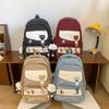 Women Contrast Color Large Capacity Schoolbag Letter Print Backpack for Middle School Students