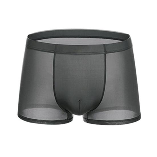 Men Boxer Underwear Mid-rise Elastic Waistband Short Briefs Breathable Smooth Lines Solid Color