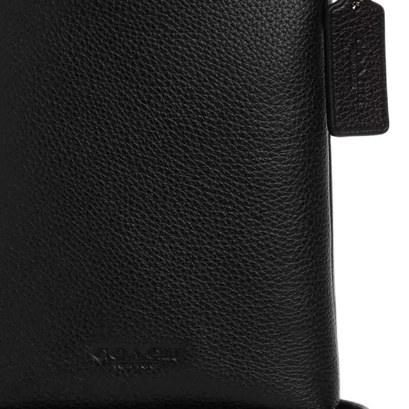 COACH Lanyard 15 brand classic embossed refined pebbled leather shoulder crossbody bag mini men's black