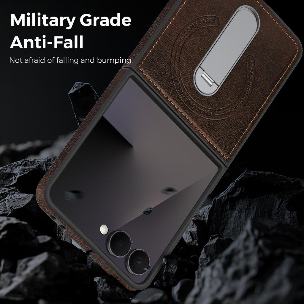 Samsung Z Flip 7/6/5/4/3 Kožené Magnetické 360° Otočné Stojánkové Pouzdro