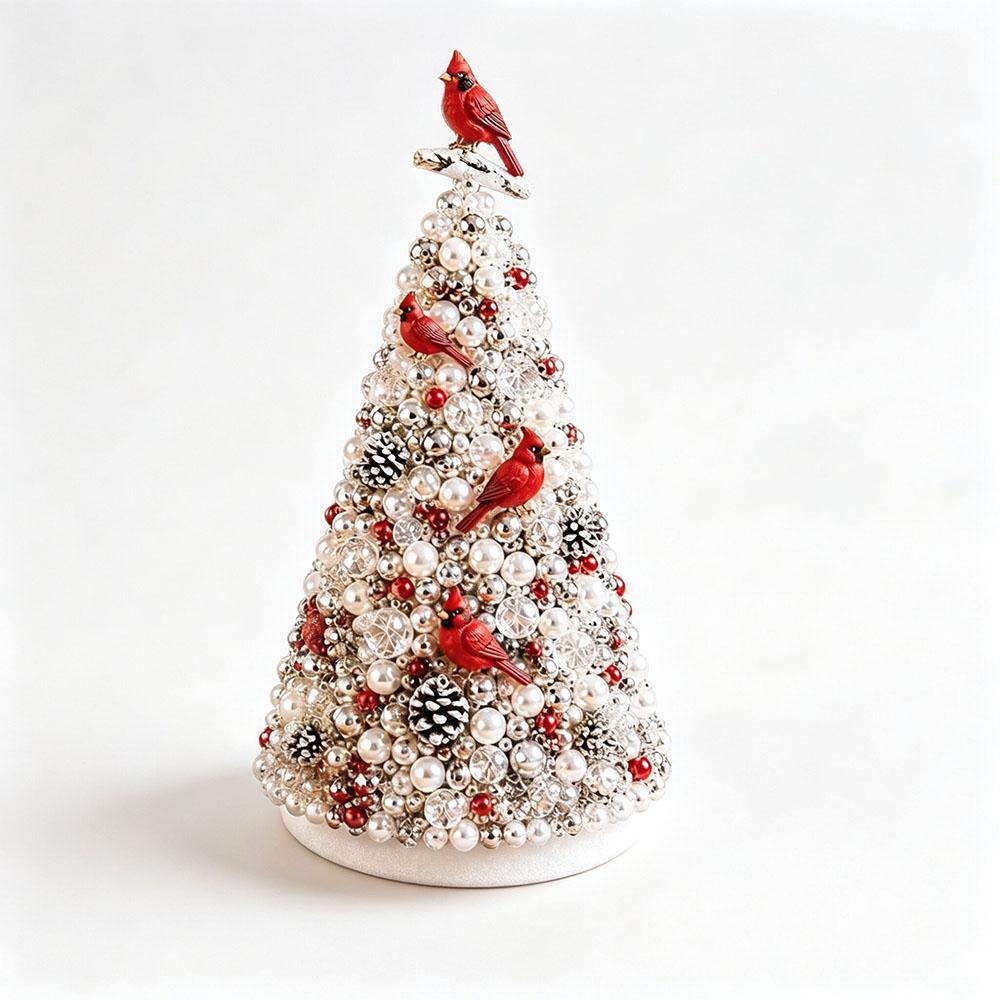 DIY Kerstboom Knutselpakket met Kralen Kristallen Mini Boom met Engel Topper, Handgemaakte Feestelijke Tafeldecoratie voor Huis Kerst DIY Material Package