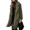 Women Autumn Winter Thickened Plush Coat Lapel Long Sleeve Woolen Coat Solid Color Casual Long Outwear