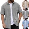 Men's Versatile Casual Corduroy Button-down Short-sleeved Shirt With Pockets