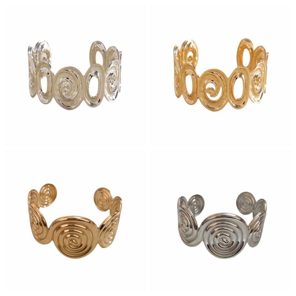 Metal Cuff Bangle Bracelet Non-Fading Women Wristband Fancy Spiral Arm Bracelet  Party
