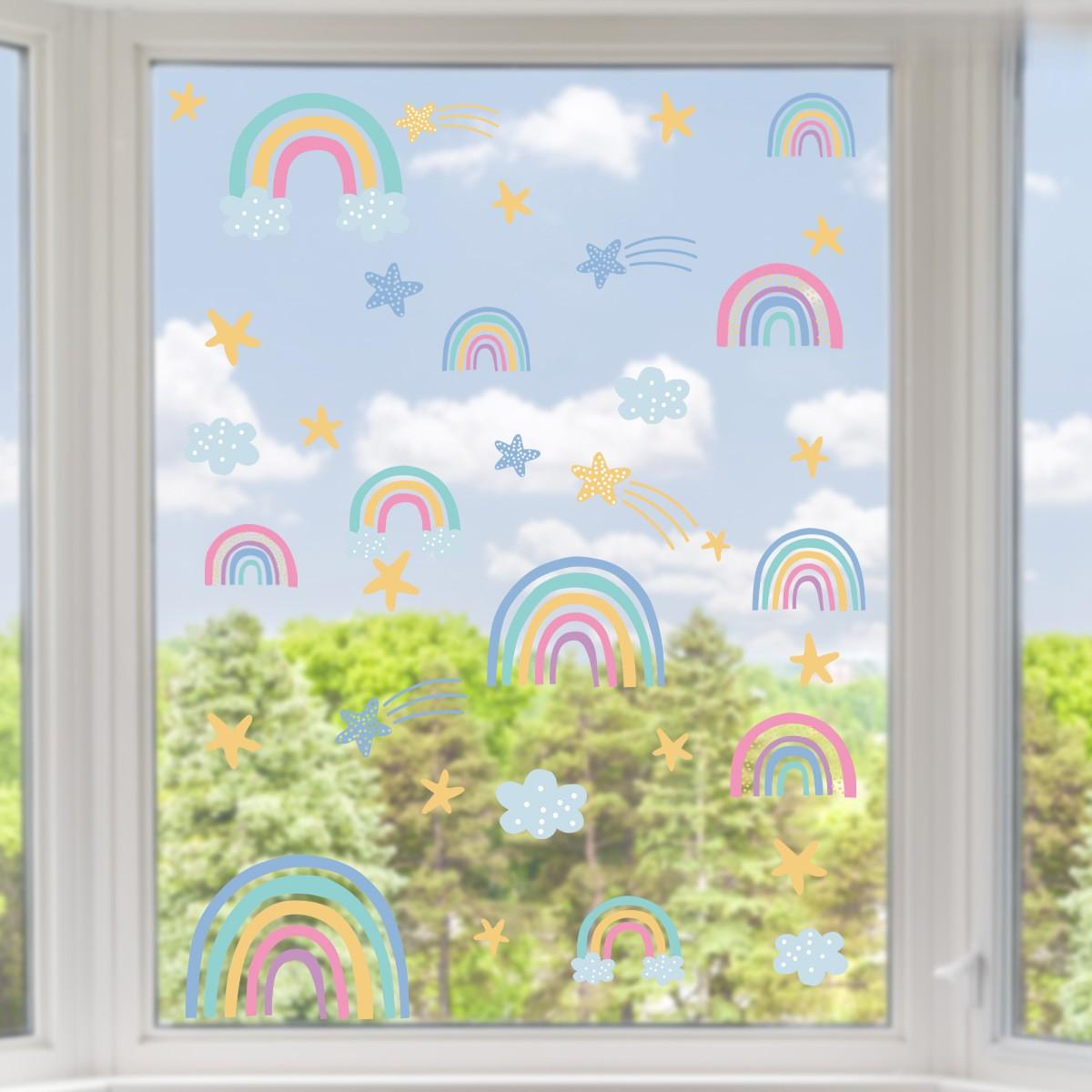 

Removable Clings Rainbow Window Decal Fade Resistant Allows Natural Light No Glue Needed Clean Removal Window Stickers