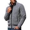 Men's Lined Long Sleeve Zip Up Sweater Cardigan with Stand Collar and Color Block Design