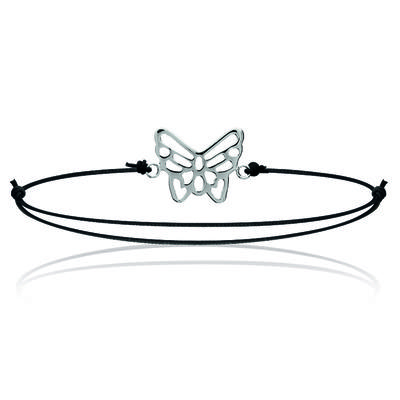 [L7865] - Silver Bracelet 'Butterfly' Black Silver - 16x14 Mm