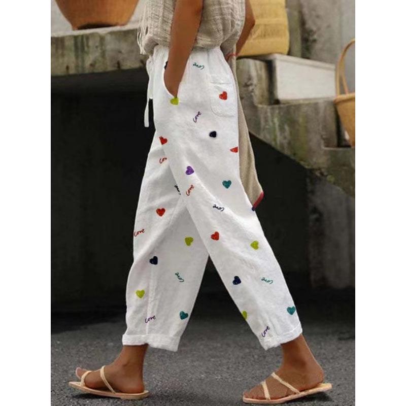 

Spring 2024 Women s Casual Cropped Pants with Pockets and Elastic Waistband L