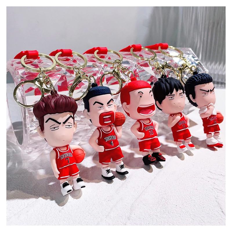 set of 5 slam dunk keychain Kaede Rukawa Hisashi Mitsui Ryota Miyagi Takanori Akagi Sakuragi Hanamichi key chain pendant decoration anime character