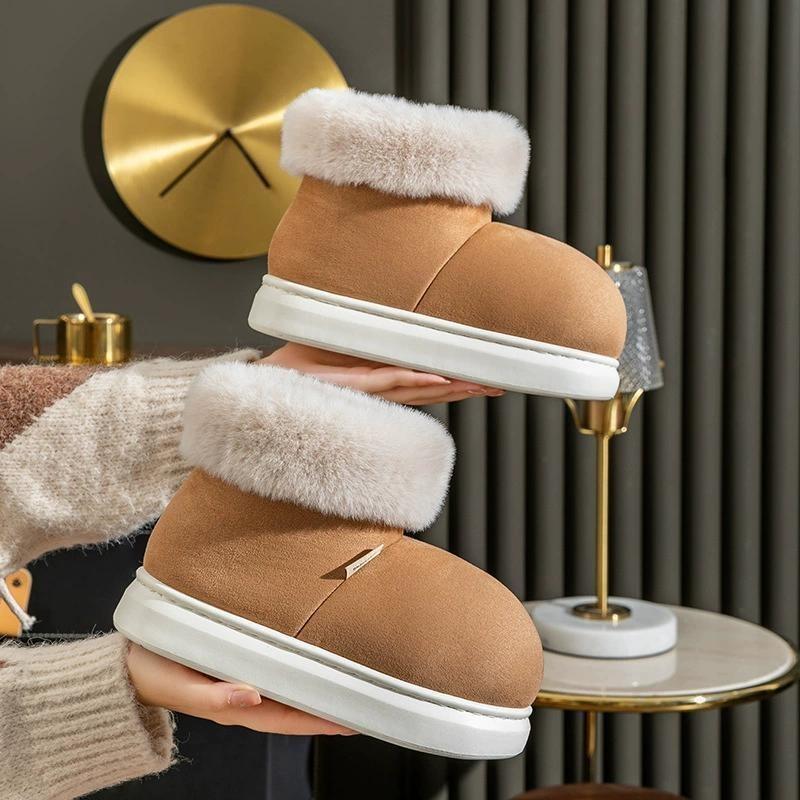 Snow Boots Women's Winter Velvet Warm Platform Cotton Shoes New Pink Short Boots Fashion Non-slip Outer Wear Snow Shoes Women