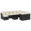 Vidaxl 11-Cz. Garden Lounge Set, Cushions Black Rattan Pe