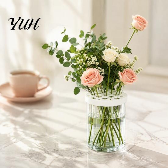 Minimalist Floral Decor Reusable Silicone Flower Arranging Grid, Stretchable Honeycomb Arranger & Support Accessory Vase Holder, Flexible Arrangement
