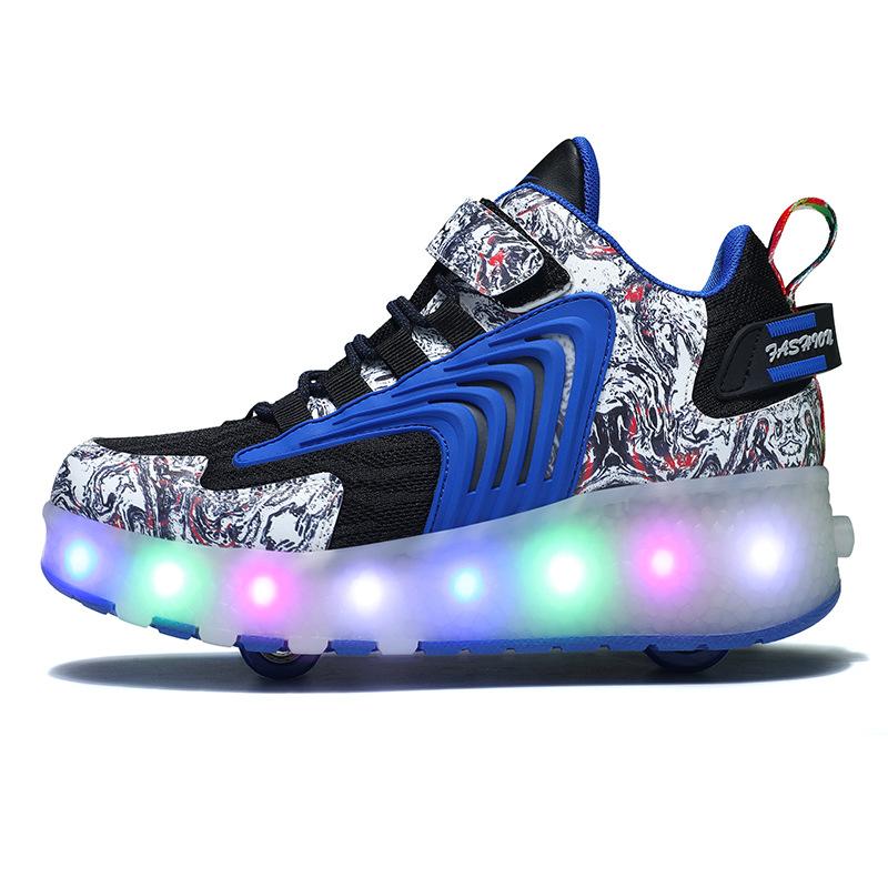 Men's and Women's Four-wheel Runaway Shoes, Primary and Secondary School Students, Pulley Shoes, LED Luminous Lights