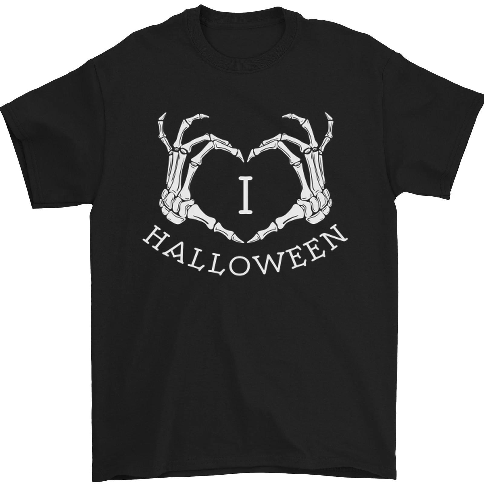 HOT PICK I Love Halloween Funny Skeleton Hand Skull Best Tee T-Shirt S-3XL S разноцветный