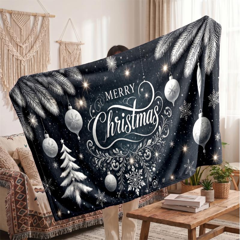 Christmas Flannel Throw Blanket Soft Warm Cozy For Sofa Bed Indoor Home Use Great Holiday Gift