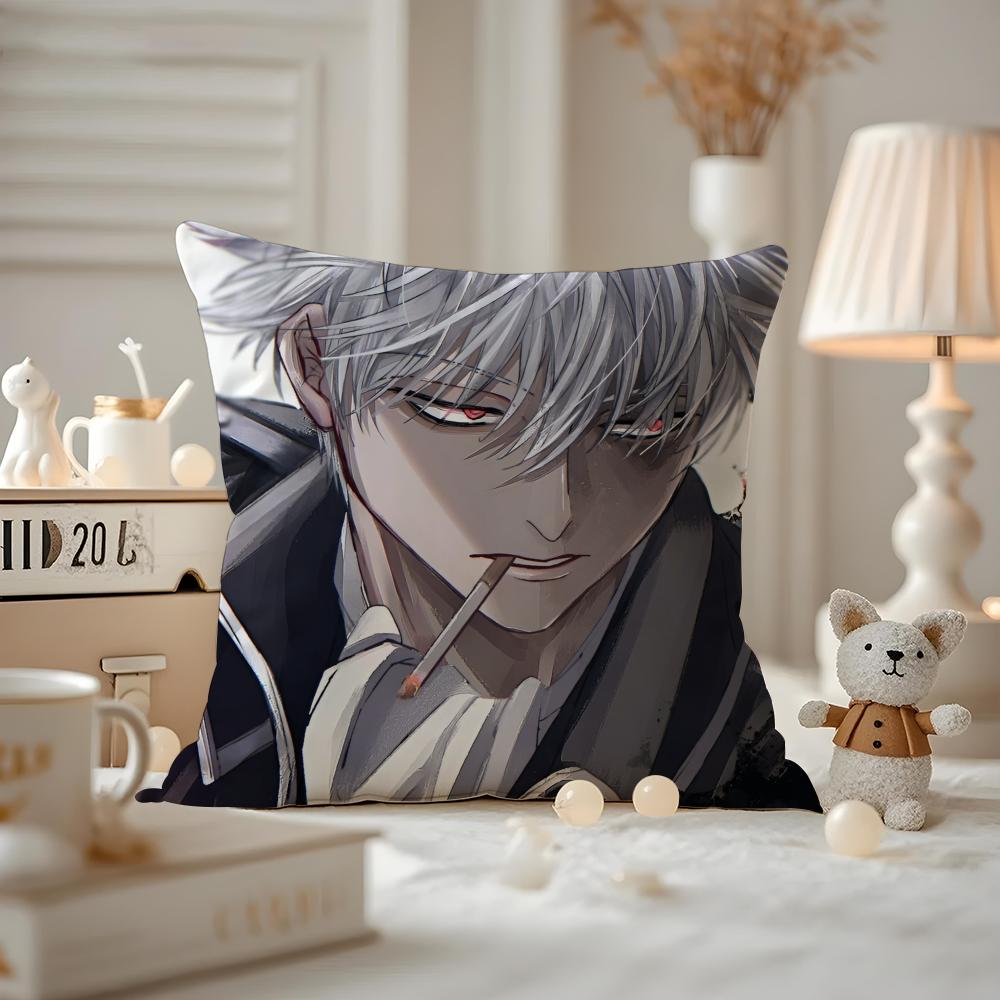 Husa de Pernă Anime Gintama Husa de Pernă Anti-acarieni Fermoar Invizibil Pluș Scurt Mătăsos Husa de Pernă pentru Canapea