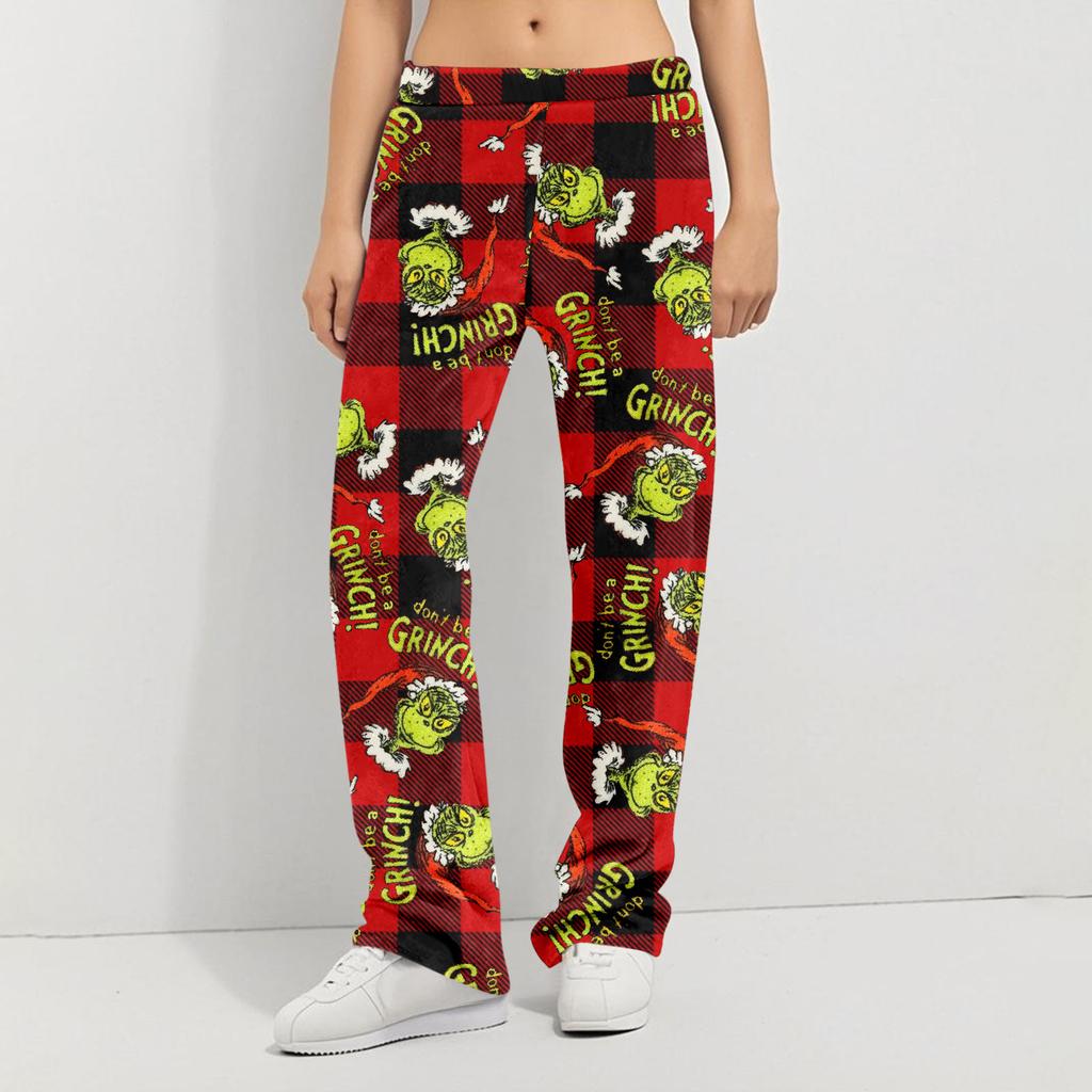 Pajama Pants Sleepwear Casual Drawstring Elastic Waist Pants Comfy Straight Yoga Loose Trousers