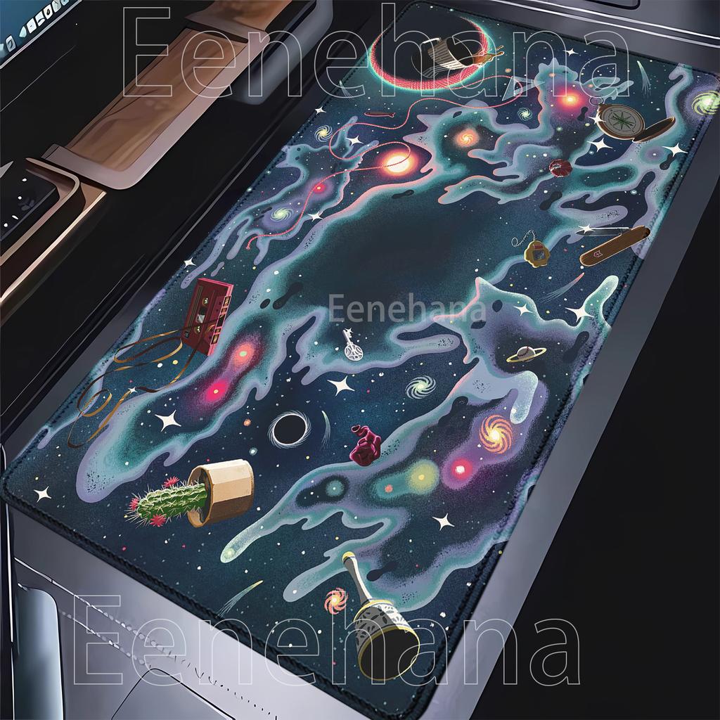 Cat Nebula Mousepad Kawaii Keyboard Lock Edge Extend Mouse Pad Starlit Sky Office Accessories Mouse Pad Hd Printing Xxl Desk Mat