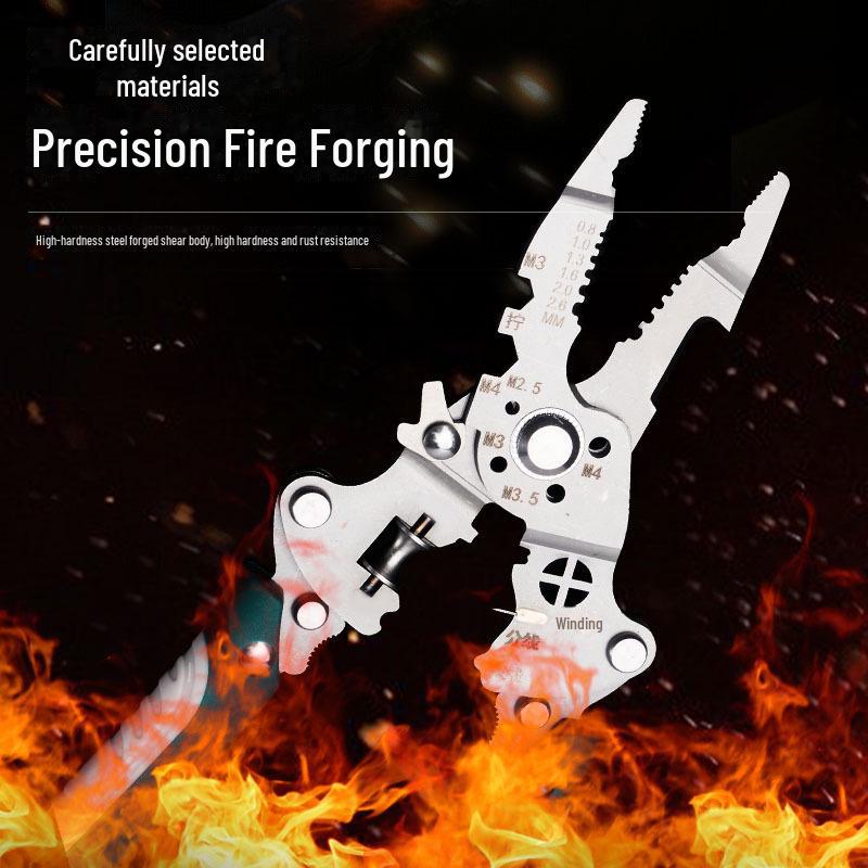 Key Brand Foldable Multi-Function Wire Stripping and Cutting Pliers for Electricians