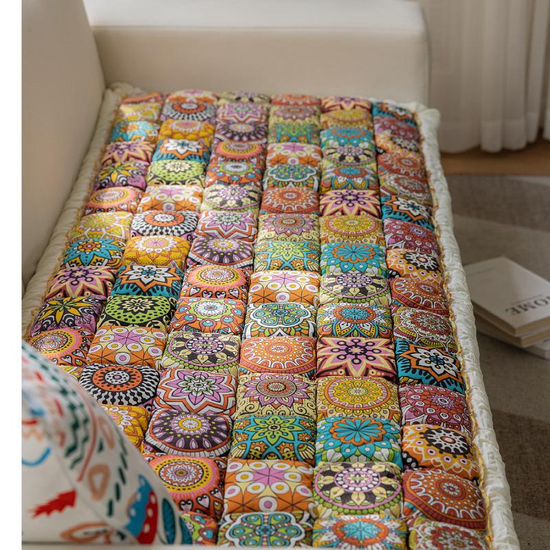Nový bohémský polštář na pohovku z čisté bavlny, univerzální pro všechna roční období, podložka na pohovku, domácí dekorace, protiskluzový obdélníkový polštář na sedák
