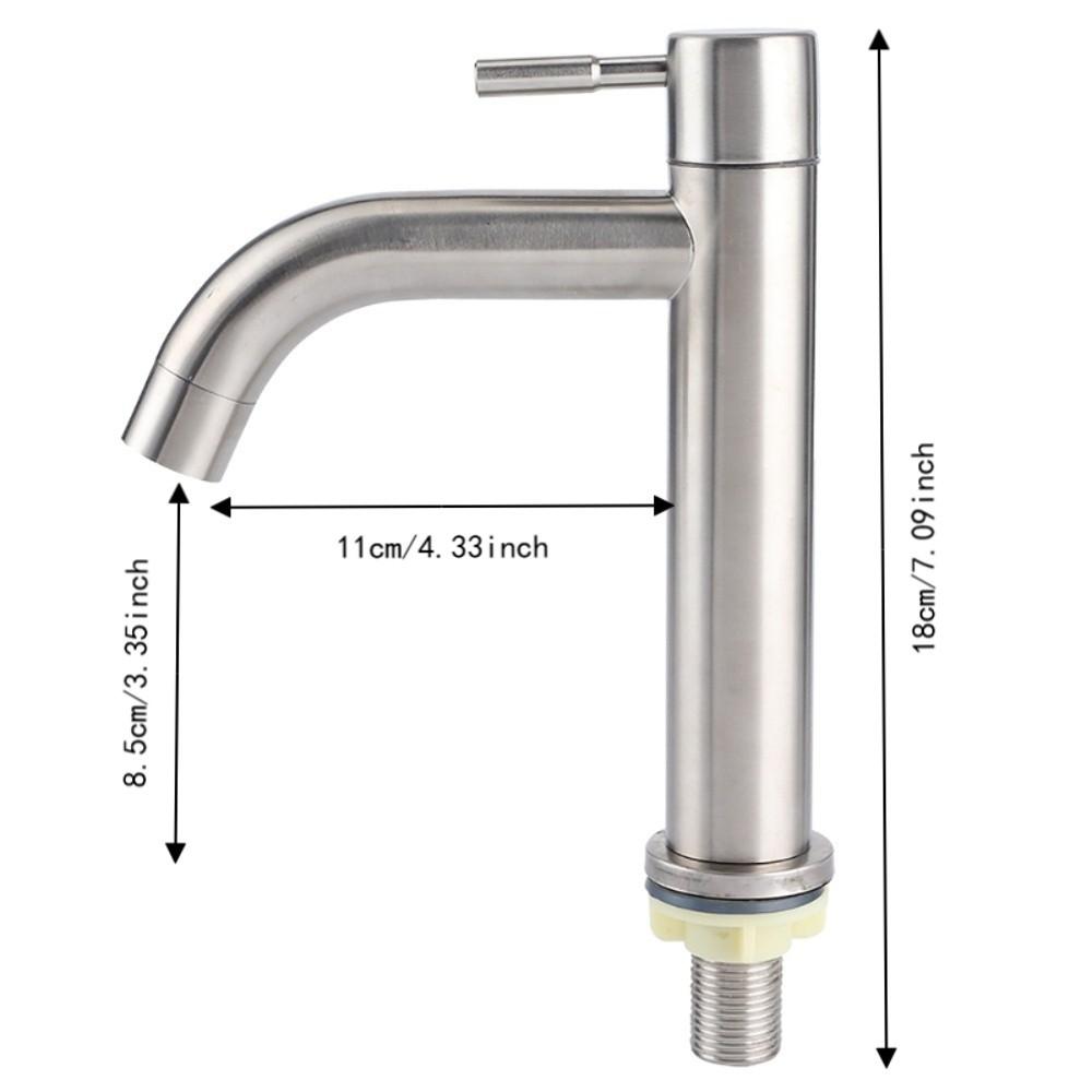 Moderne Geborstelde Afwerking Kraan Enkel Koud Water Enkel Gat Waterkraan Enkele Hendel G1/2 Schroefdraad Wastafelkraan Badkamer