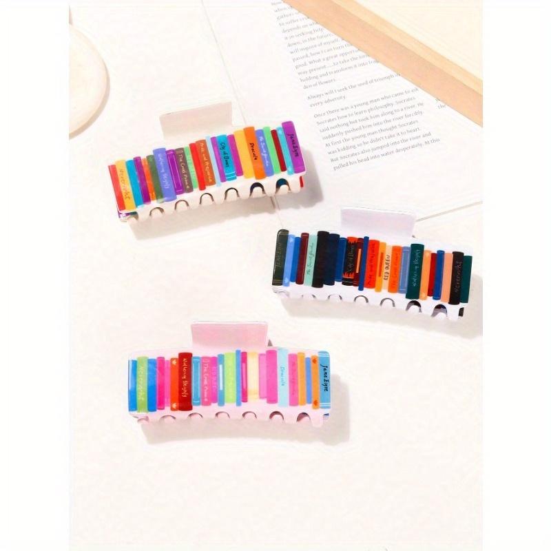 1Pc Fashionable Book Shaped Women's Hair Clip - Perfect Teacher Thank You Gift, Suitable for Thick Hair, Cute PVC Hair Clip Hair Claws Claw Clips