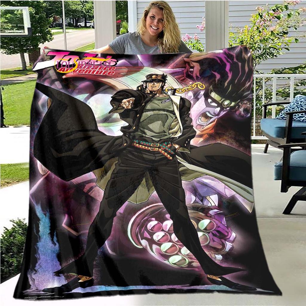 Jojo's Bizarre Adventure 3D Printed Flannel Blanket Bed Throw Soft Cartoon Printed Bedspread Bedspread Sofa Blanket