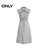 ONLY Women's Lapel High-Waist Sleeveless A-line Denim Midi Dress