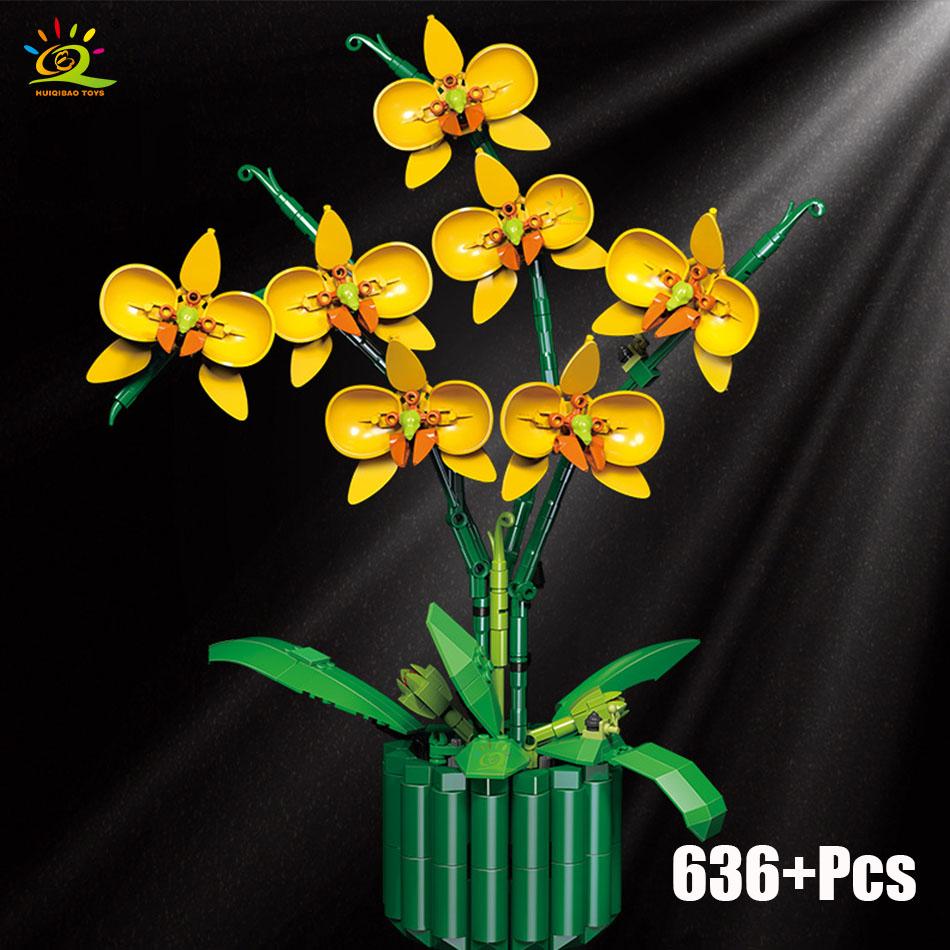 

Moc букет орхидей блок цветок суккуленты строительные блоки в горшках MOC комплект сборка здание игрушка подарок для девочки 8 no box