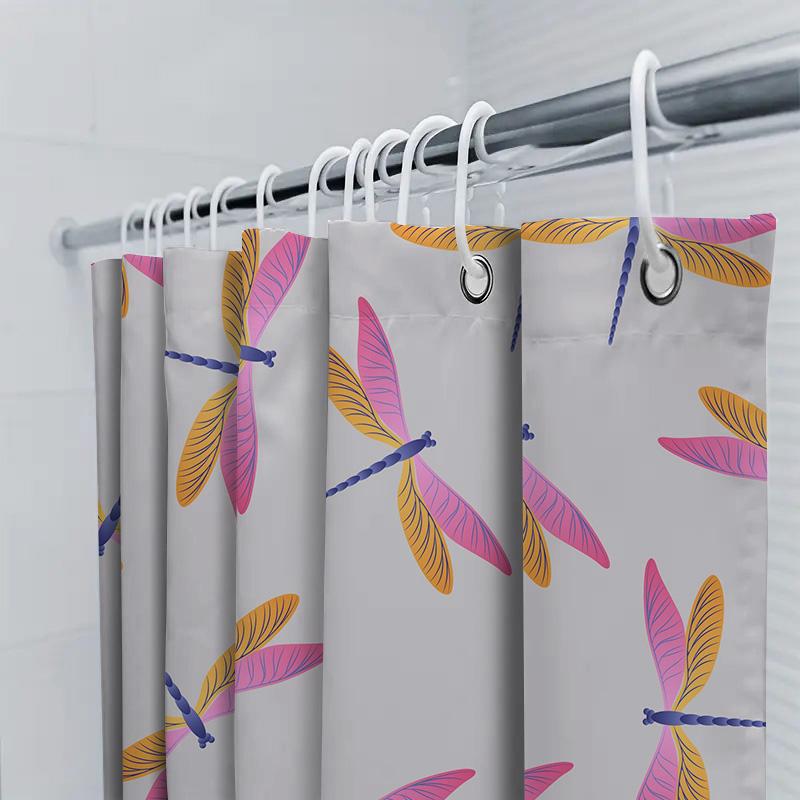 Bright Dragonfly Printed Shower Curtain Waterproof Fabric Bathroom Decor Hanging In Various Sizes Customizable Size Options Avai