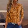 Damesmode Casual Halloween Print V-hals Korte Mouw Decoratieve Knop Driekwart Mouw T-shirt Top