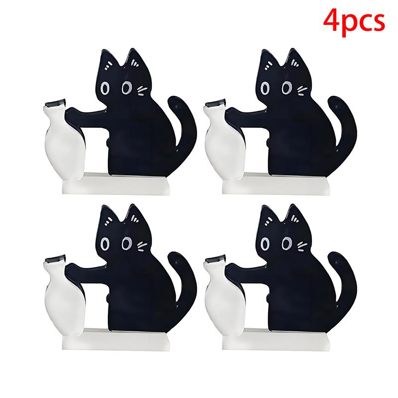 Acrylic Cat Whiskers Collection Ornaments Magnetic Cartoon Cat Hair Storage Memorial Box Black Cat Pushing Vase Decor+