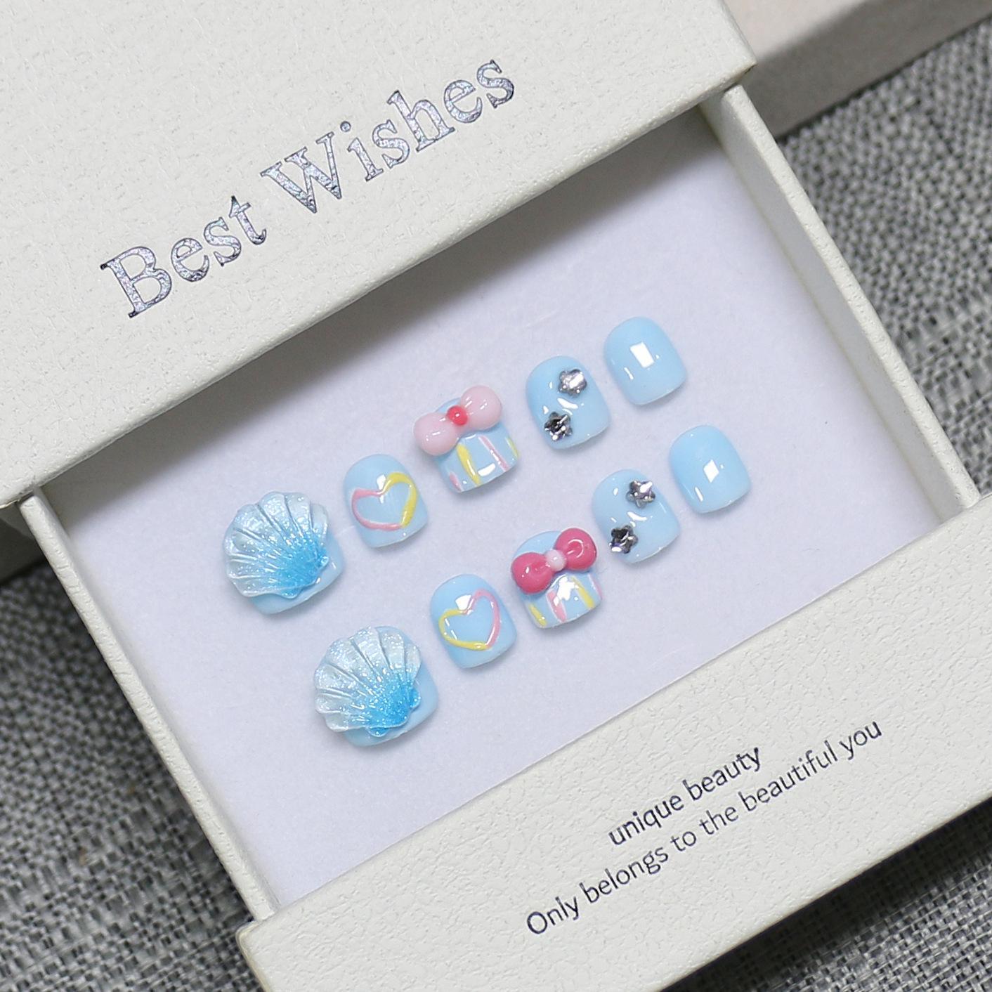 Kids  Wearable Cartoon Nail Stickers - Handmade Manicure for Primary Students Medium