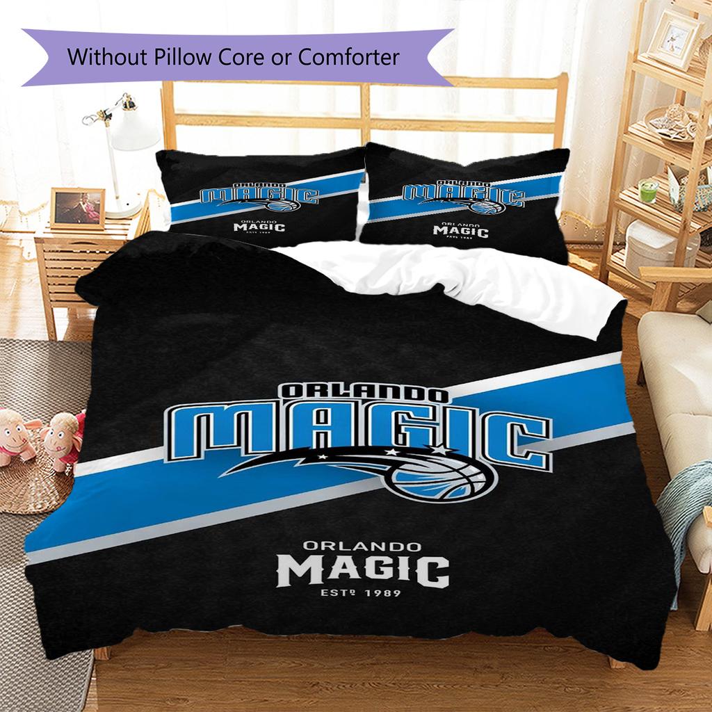 Orlando Magic Logo Pattern Bedding Set Quilt Cover Pillowcase Home Decor Gift (1 * Duvet Cover + 2 * Pillowcase, Without Core)