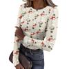 Women's Casual Christmas Print Long Sleeve Ribbed Neck Top