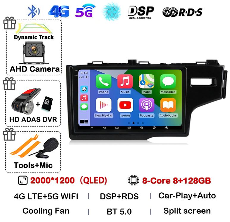 Android 14 Auto For Honda Jazz 3 2015-2020 Fit 3 GP GK 2013-2020 RHD Car Radio Multimedia Player Navigation Stereo GPS Head Unit