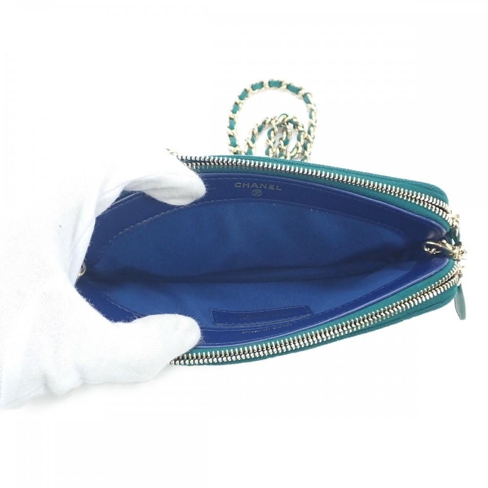 CHANEL  AP0248 Purse green canvas Women