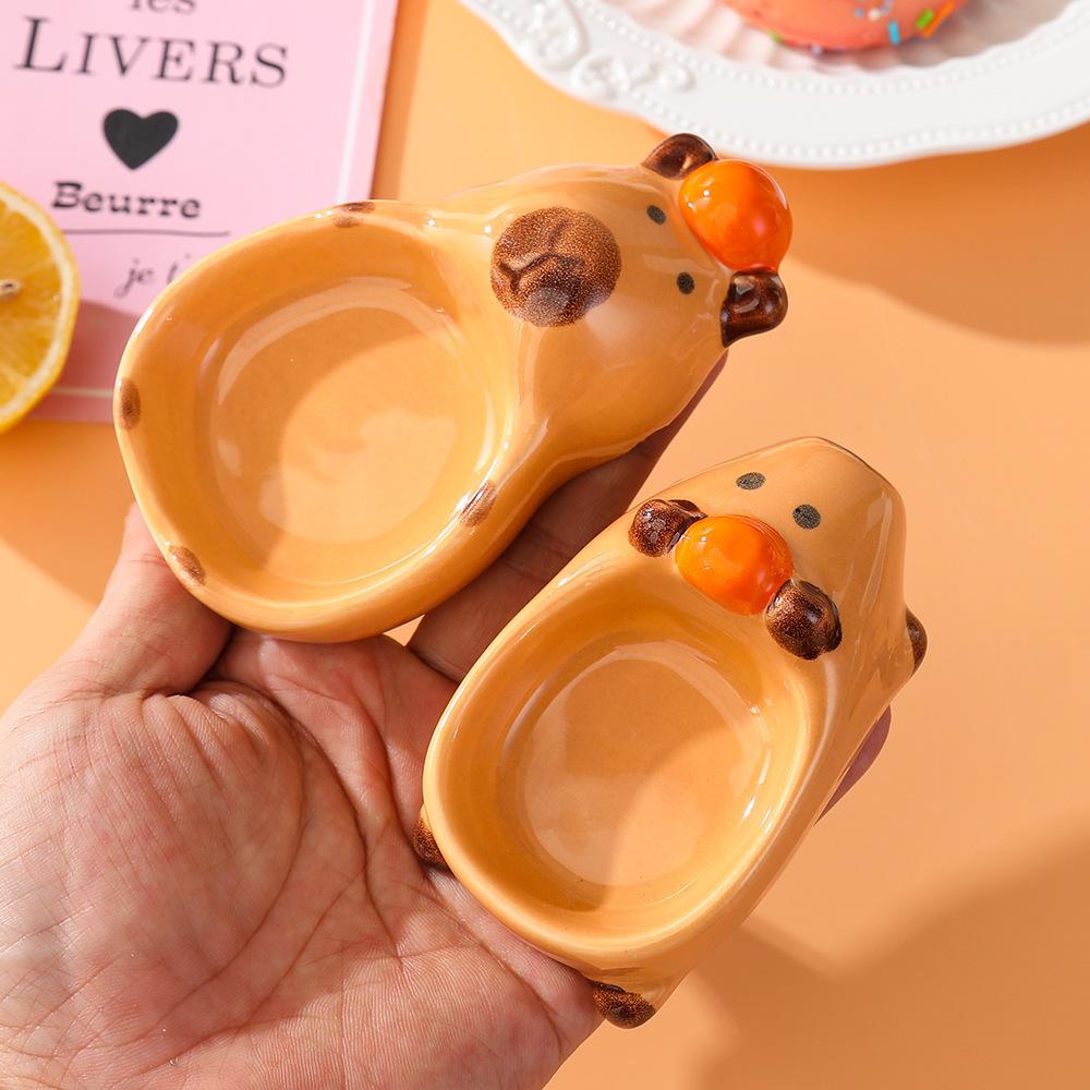 Keramik Capybara Geschmacksplatte, Kreative Hochwertige Cartoon Capybara Haushalts Hot Pot Dip-Saucenplatte, Snack Gewürzplatte